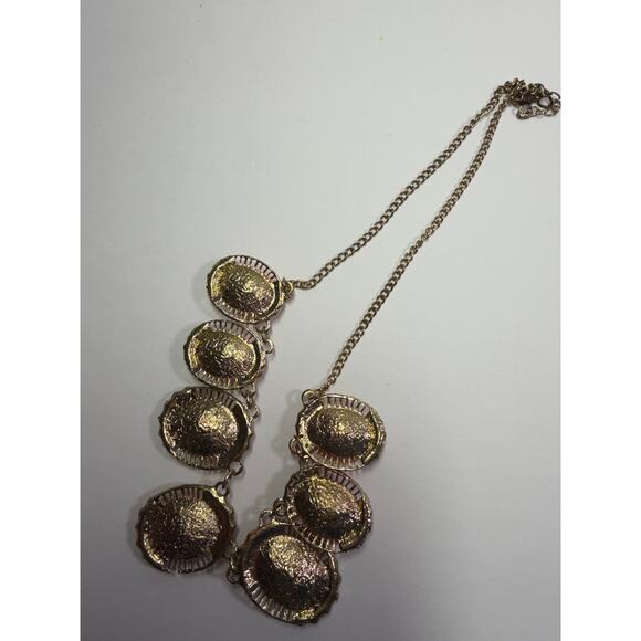 3 pink coral statement bib flower floral bling enamel necklaces bundle lot - Picture 10 of 16